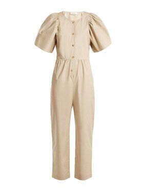 Masscob Puff Sleeve Jumpsuit in Beige, size 36. Fits like a 2/4